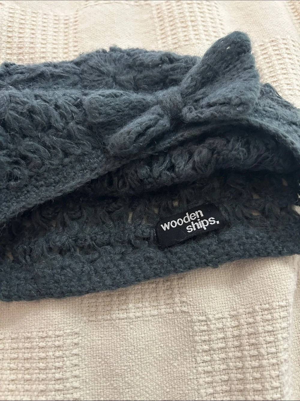 Wooden Ships crochet Knit Bow Beanie grey